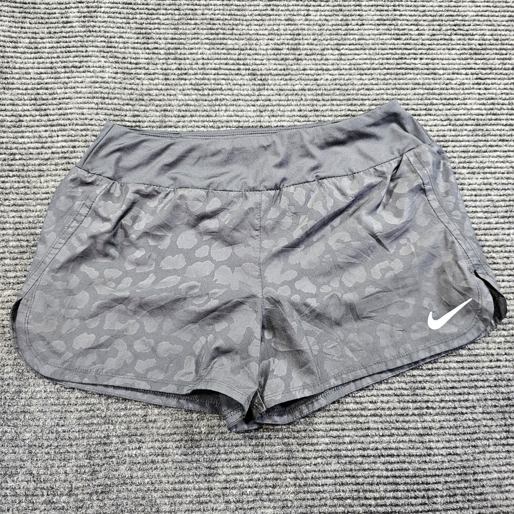 Nike Dri-Fit Swift Running Shorts Womens Medium Gray Leopard Print Lightweight